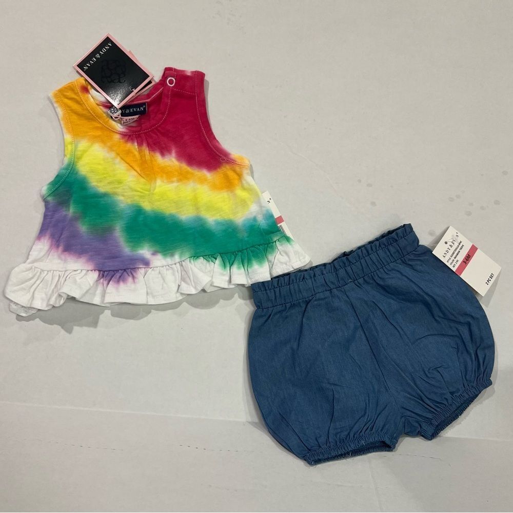 Andy & Evan Rainbow Tie Dye 2 piece set NWT